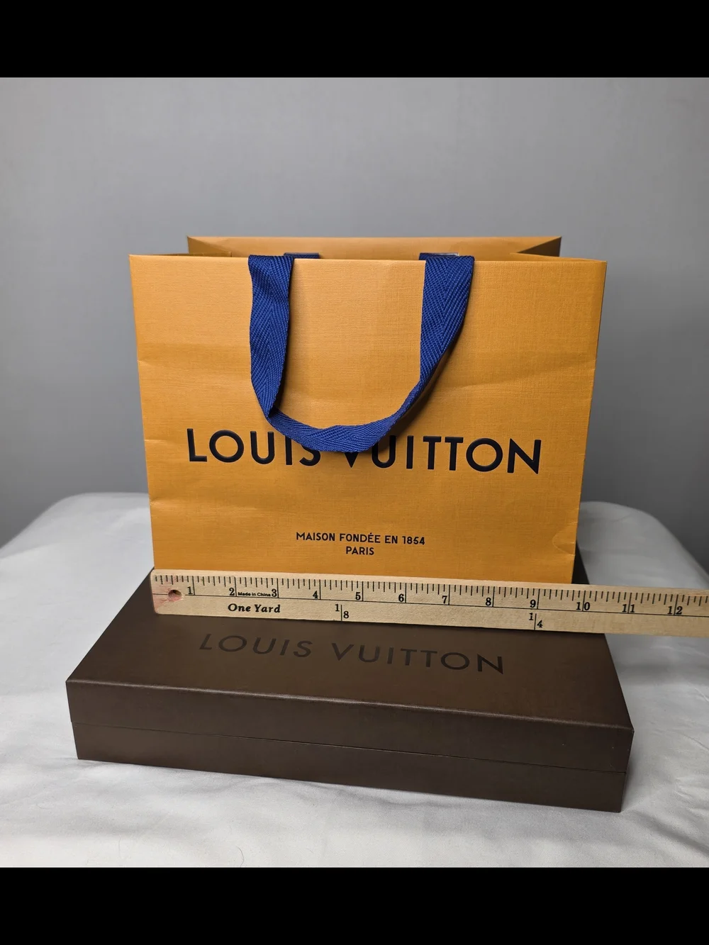 Louis Vuitton Orange Paper Shopping Bag and Brown Gify Box